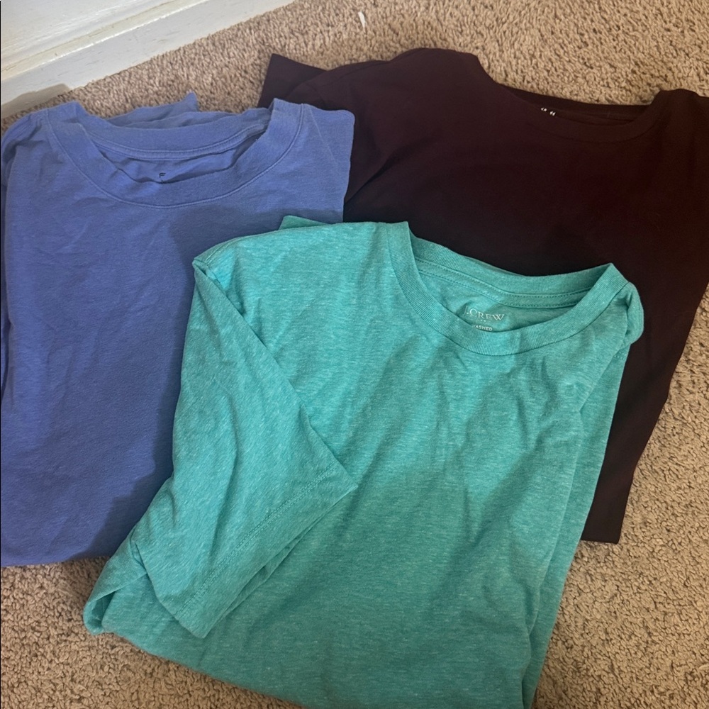 Set of Three Tees in Blue, Teal, and Black